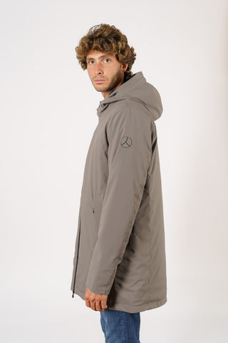 Parka con cappuccio in tessuto tecnico idrorepellente