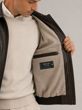 Giubbotto in Pelle con interno in lana Reda