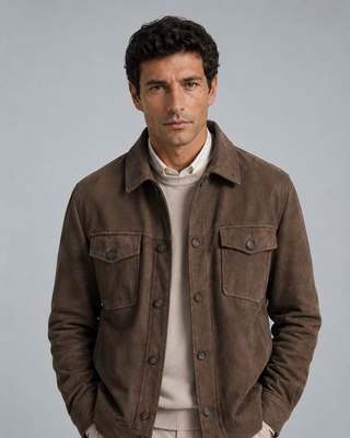 Overshirt in camoscio con interno in lana REDA